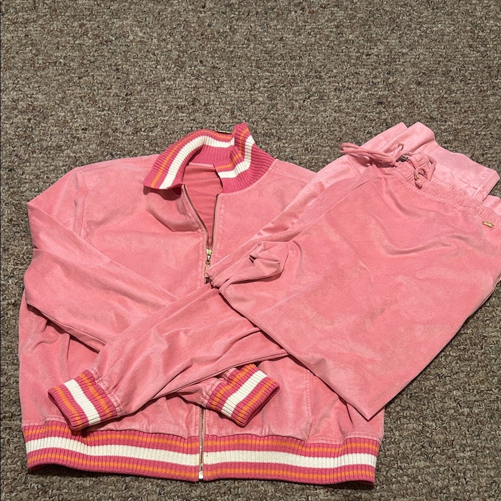 St. John Sport by Marie Gray Pink Set with Striped Accents
